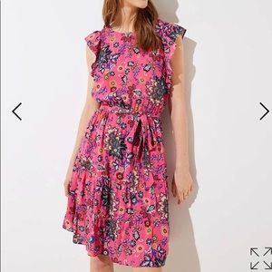 Loft Floral Tie Flutter Dress